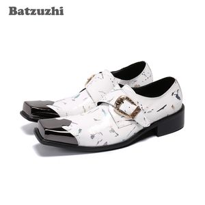 Batzuzhi Brand New Męskie buty Square Toe Oryginalne Skórzane Buty Męskie Białe Chaussures Hommes Business Party, Rozmiary EU38-46!