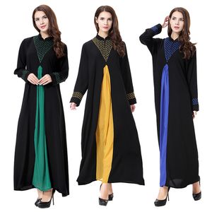 Полное Покрытие Платья оптовых-Мусульманские женщины с длинным рукавом Maxi платье исламские одежды Аравийская лоскутная одежда консервативная полная крышка