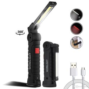 Wholesale inspection torches resale online - USB rechargeable COB LED flashlight work light Inspection Light modes Tail magnet design Hanging torch lamp sizes waterproof