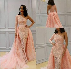 Exquisite Meerjungfrau Überrock Abendkleider Spitze Sheer 2019 Saudi-Arabien Prom Party Kleider Anlass Vestido de noche Pageant Formelle Kleidung