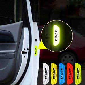 4Pcs/lot Car Door Open Sticker Reflective Stickers Warning Mark Safety Decals Notice Bicycle DIY Accessories Exterior Decoration