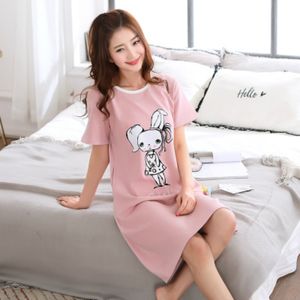 Atacado-verão nightgown 100% algodão mulheres sleepwear casual lounge vestido sexy nightwear bonito dos desenhos animados noite camisas camiseta m l xl xxl