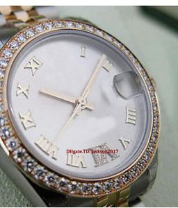 Рождественский подарок оригинальный футляр сертификат часы унисекс часы 178383 среднего размера сталь желтое золото серебро Римский бриллиант VI