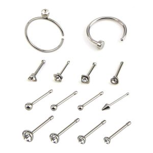 Nose Ring Hoop Steel Chirurgiczny Studia Nosy śruby Nostryl Hoops Piercing Biżuteria Zestaw dla kobiet Men Girls