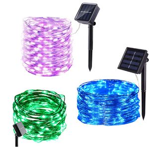 Stringi Światła Miedź Drut LED Wróżki Światła Słoneczne Oświetlenie Dekoracyjne Oświetlenie 10 M 100leds Wodoodporna dla Outdoor Christmas Garden Patio Lawn