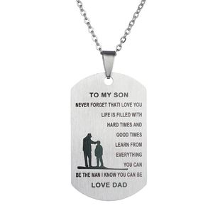 To My Son Daughter Pendant Necklace Dad Mother Love to Children Kids Birthday Gift Stainless steel Necklaces