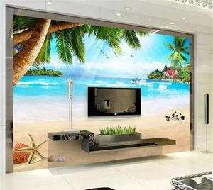 Пользовательские обои 3d Красивые Пляж Shell Кокосовое Tree 3D Гостиная Спальня фона украшения стены обои