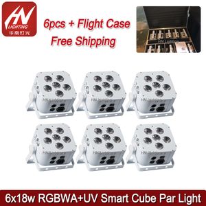 6 adet Kablosuz DMX Küp Uplight Par Işıkları 6 * 18 W RGBWA UV Pil Gücü LED DJ AKKU Düğün Parti Kulübü için Gönderen