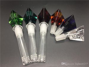 3D Diamond Triangle 4inch Szklany Divuzer Dyfuzor Reduktor 18mm Męski Szkło Down Down Z Kolorowe Tytoń Palenie Bowl Do Wodnej Rury Bong