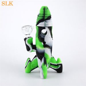 silicone rocket hookah water bong kit smoking dry herb pipe with clear percolator case and 14mm diffuser joint 420