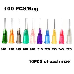 100pcs, Syringe Dispensing Needles With Luer Lock Blunt Tip 0.5 Inch Length,14G,15G,16G,18G,20G,21G,22G,23G,25G,27G