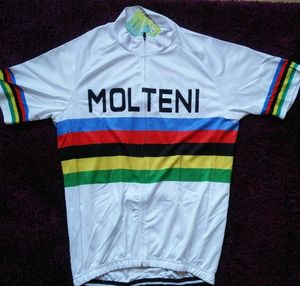 2024 Molteni Campione del Mondo Maglia da ciclismo bianca Maglia da ciclismo traspirante Manica corta Estate Panno ad asciugatura rapida MTB Ropa Ciclismo B23