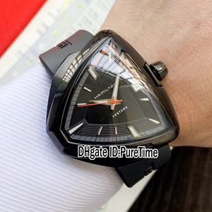 Nuovo Ventura Elvis80 H24551331 A2824 Orologio automatico da uomo Cassa in acciaio Quadrante nero Interno grigio Orologi in gomma arancione Edizione Puret2333