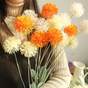 5 Eyleri Yapay Çiçekler Plastik Karahindiba Ev Araba Parti için Düğün Dekorasyon Ponpon Çelenk Dekoratif Gelin Çiçek Sahte