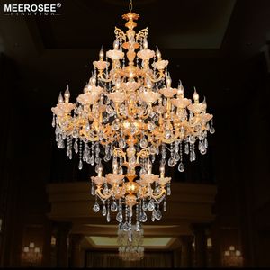 Large Chandelier Light Crystal Gold Pendant Lamps Fitting Lustres de Cristal for Restaurant Hotel Project Luminaires Abajur Indoor Home Lighting