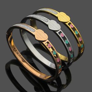 Wholesale- Heart half frosted bracelets Silver Gold Rose love Bangle Bracelet forever Love Pulseiras Stainless Steel Wristband Jewelry