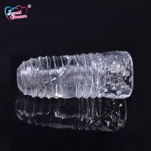 Doce Sonho Homens Masturbador Cristal Bolso Transparente Buceta Claro Silicone Vagina Realista para Homem Produtos Sexuais Masculinos BLM-035 C19010501