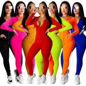Designer Womens Sportswear Pink Tracksuits Long Sleeve Jacket Pants Hoodie Legging 2 Piece Set Outfits Bodycon Sports