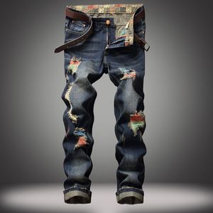 Hot Brand Denim Designer Hole Dżinsy Wysokiej Jakości Ripped Dla Mężczyzn Rozmiar 28-42 2020 Jesień Zima Plus Velvet Hiphop Punk Streetwear