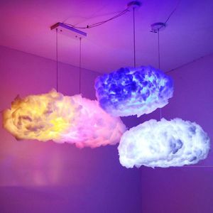 Nowoczesna bawełniana jedwabna LED pływające chmura lampa wisiorek Home Decor Decor Pokój Dziecko Prezenty Chandelier Decor Oprawa PA0210