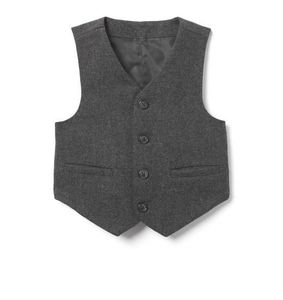 2019 Grey Vintage Rustic Wedding Vest Brown with Leather Effect Buttons Winter Single Breasted Slim Fit Groom's Wear Two Pockets