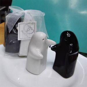 Assaisonnement Pot Ceramics Outils Noir Blanc Embrace Share Spice Jar Faveurs De Mariage Giveaways Cadeau Cadeau Pepper Bouteille d'usine Vente directe 3 8By P1