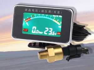 Dois em um DC10-30V carro / caminhão Motor indicador de pressão de óleo Digital, medidor de pressão de óleo, manômetro com medidor do sensor + tensão