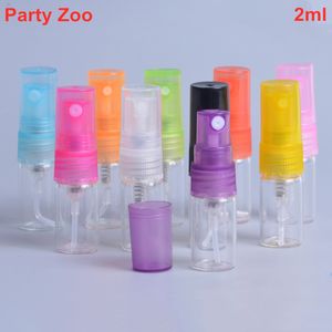 500 X 2ml Portable Refillable Glass Perfumes Sample Bottle With Colorful Sprayer Empty Travel Cosmetic Sample Vial Wholesale