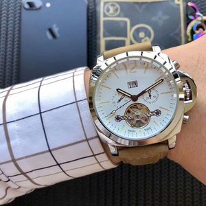 Luksusowe męskie zegarki biznesowe fashion man zegarki na rękę mechaniczne automatyczne wszystkie sub-tarcze działają pasek ze skóry naturalnej zegarek dla mężczyzn prezent walentynkowy montre de luxe