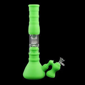 Hookahs Beaker Base Silicone Bongs Water Pipes 3 Layer Filtration Glass Filter Bowl Oil Dab Rig Hookah Bong