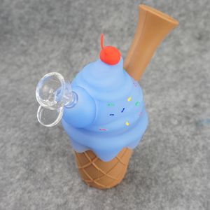 New silicone pipe ice cream dry herb rubber smoking pipes stash glass little pipe bowl silicon water bong popular in US