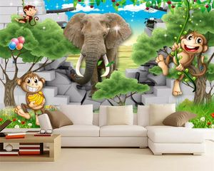 Beibehang Wandbild Tapete 3d schöne landschaft elefanten cartoon kinderzimmer kinderzimmer wandbild wand papier TV sofa hintergrund