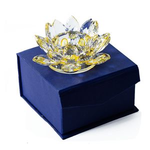 Crystal Lotus em forma de vela Buddhist Flower Tealight Stand In Gift Box 8 Colors Arts Crafts Home Decoration