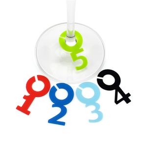 Figure Cup Recognizer Wine Glass Cup Tag Silicone Digital Mug Identifier Tags Party Wine Glass Dedicated Tag 10pcs/ set