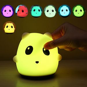 Panda Night Lights Силиконовые светодиодные сенсорные ПУТ-лампа для детей Детская спальня Прикроватная лампа для тумбочки 7 Цвет Изменение ночной лампы