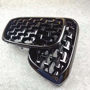 Автомобиль Grill Полная глянцевая черная графика почек для BMW X3 G01 G08 ABS Diamond Mesh Grille 2018-2019