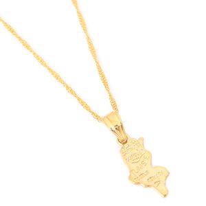 Tunisie Map Pendant Chain Yellow 24K Gold Color Jewelry Tunisia Women Girl Tunisienne Gift