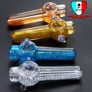 Glass hand pipe with liquid glycerin inside length 4 colors 110mm oil dabber water pipe glass bong
