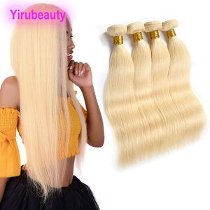 Perulu 613# Blonde 4 Paket İnsan Saç Uzantıları 8-30inch Düz Bakire Saç Atkıları Çift örgü 4 parça/lot yirubeauty