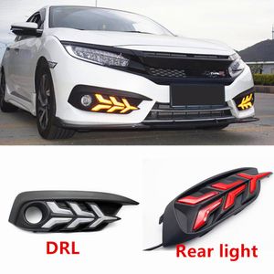 1 Luzes Par LED 12V Car DRL diurnas pára-choques traseiro freio cauda lâmpada luz de neblina Para Honda Civic 10 2016 2017