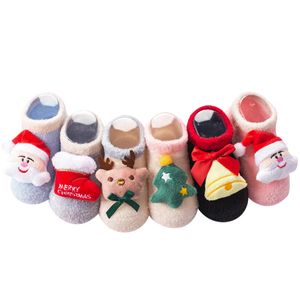 12 Stile Säugling Weihnachten Plüsch Socken Baby Weihnachten Neugeborenen Anti Slip Socke Cartoon 3D Deer Bär Winter Warme Boden Socken Kinder kleidung M659