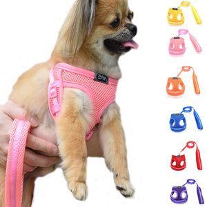 Dog Cat Harness Vest Pet Supplies Adjustable Soft Breathable Mesh Chest Strap Walking Lead Leash for Puppy Small Medium Dog