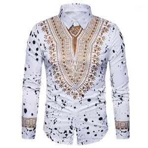 Camicia da uomo con stampa 3D 2017 Camicia da uomo tradizionale africana Dashiki Camicia a maniche lunghe Slim Fit Camicie da uomo casual Camisas Masculinas1