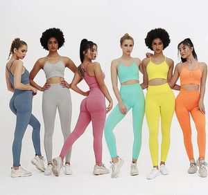 8 renk yoga set aşınma sütyen tozluk egzersiz yüksek bel kadın eğitimi dikişsiz spor spor kıyafetleri set212t