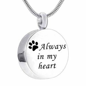 Kremeringsmycken alltid i mitt hjärta hund tass tryck minneshalsband för aska husdjur minmessaken smycken