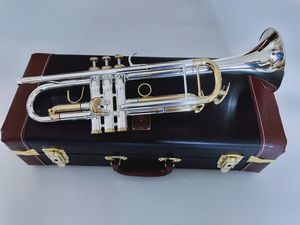 Trompeta toptan satış-Bach LT180S BB Süper Trompet Enstrüman Yüzey Gümüş Kaplama Pirinç Bb Trompeta Profesyonel Kılıf