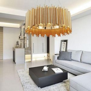 moderna guld hängande lampor vardagsrum restaurang studie ledd g9 glödlampa aluminium ljuskrona konst personlighet design hängande lampa myy