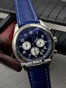 Nowy Aviator 8 B01 AB0117131C1P1 Blue Dial Biały Subdial Quartz Chronograph Mens Watch Stopwatch Steel Case Skórzany pasek Zegarki Watch_Zone
