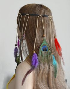 Handmade Ethnic Gypsy Rope Colorful Feather Hairbands Women Boho Hairband Hair Accessory