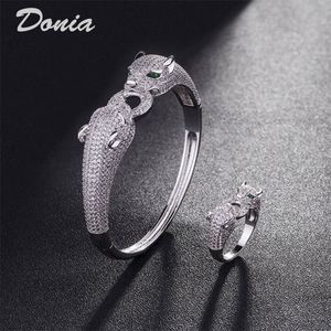 Donia Smycken Lyx Bangle Party European And American Fashion Large Classic Animal Copper Micro Inlaid Zircon Bracelet Ring Set Kvinnors Designer Present